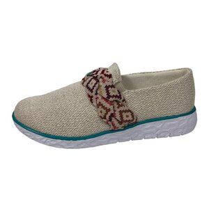 Muk Luks Women's Taupe Geometric Boardwalk Stroll Slip-On Sneaker Size 8